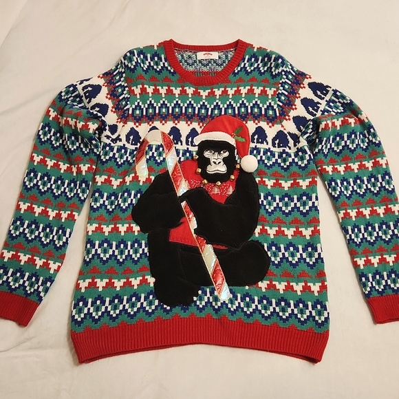 Holiday Time Other - Men's Gorilla Ugly Christmas Sweater with ringing bells size Large